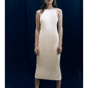 ZARA OFF WHITE RIBBED DRESS